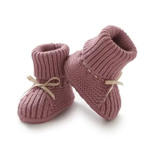 mimixiong Baby Booties Newborn Infant Sock Shoes Hand Knitting Crochet Boy and Girl Cozy Shoes - 1