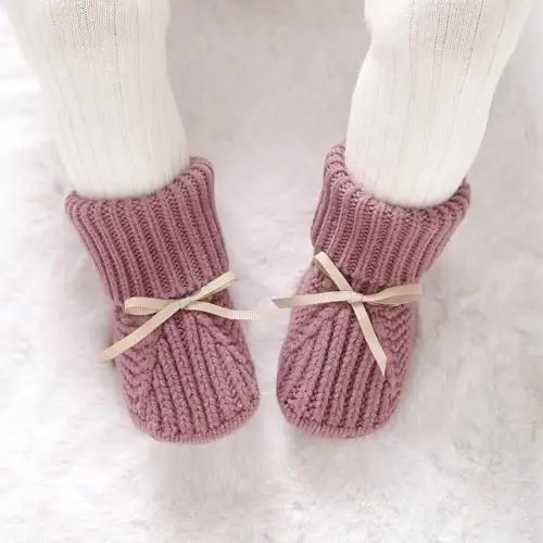 mimixiong Baby Booties Newborn Infant Sock Shoes Hand Knitting Crochet Boy and Girl Cozy Shoes - 3