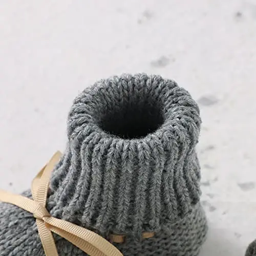 mimixiong Baby Booties Newborn Infant Sock Shoes Hand Knitting Crochet Boy and Girl Cozy Shoes - 4