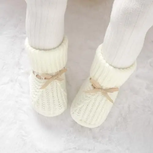 mimixiong Baby Booties Newborn Infant Sock Shoes Hand Knitting Crochet Boy and Girl Cozy Shoes - 2
