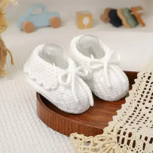 mimixiong Baby Booties Newborn Infant Sock Shoes Hand Knitting Crochet Boy and Girl Cozy Shoes - 4