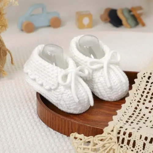 mimixiong Baby Booties Newborn Infant Sock Shoes Hand Knitting Crochet Boy and Girl Cozy Shoes - 4