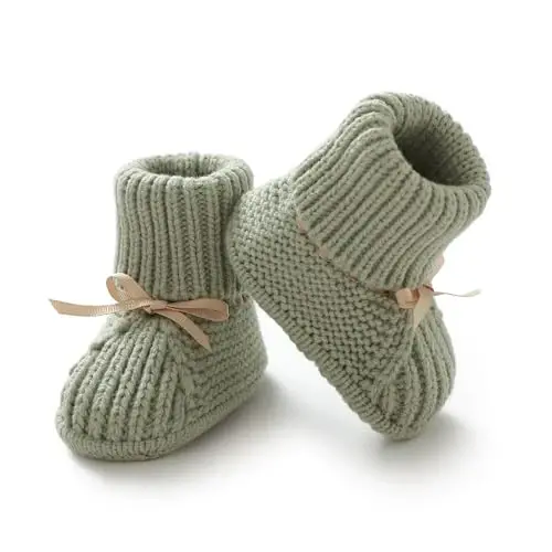 mimixiong Baby Booties Newborn Infant Sock Shoes Hand Knitting Crochet Boy and Girl Cozy Shoes 