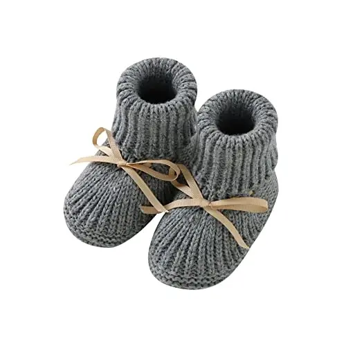 mimixiong Baby Booties Newborn Infant Sock Shoes Hand Knitting Crochet Boy and Girl Cozy Shoes - 1