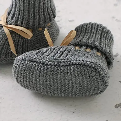 mimixiong Baby Booties Newborn Infant Sock Shoes Hand Knitting Crochet Boy and Girl Cozy Shoes - 2