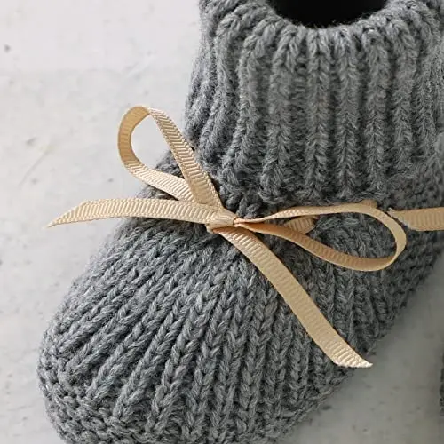 mimixiong Baby Booties Newborn Infant Sock Shoes Hand Knitting Crochet Boy and Girl Cozy Shoes - 3