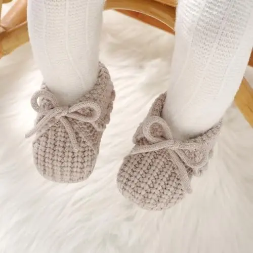 mimixiong Baby Booties Newborn Infant Sock Shoes Hand Knitting Crochet Boy and Girl Cozy Shoes - 2