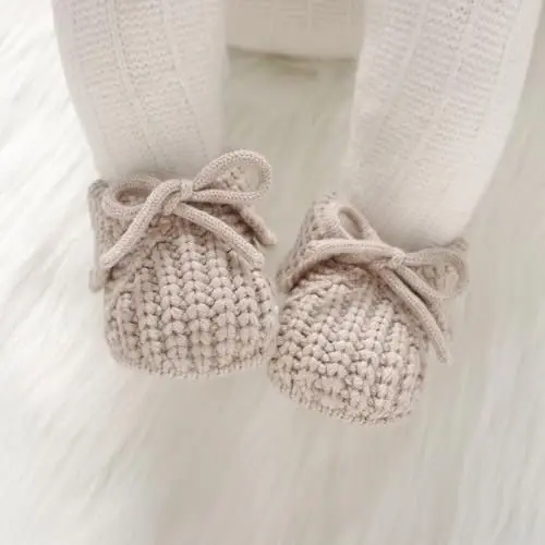 mimixiong Baby Booties Newborn Infant Sock Shoes Hand Knitting Crochet Boy and Girl Cozy Shoes - 3