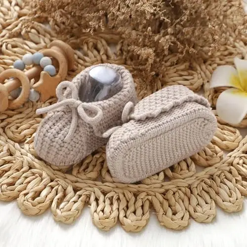 mimixiong Baby Booties Newborn Infant Sock Shoes Hand Knitting Crochet Boy and Girl Cozy Shoes - 5