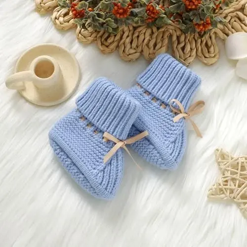 mimixiong Baby Booties Newborn Infant Sock Shoes Hand Knitting Crochet Boy and Girl Cozy Shoes - 7