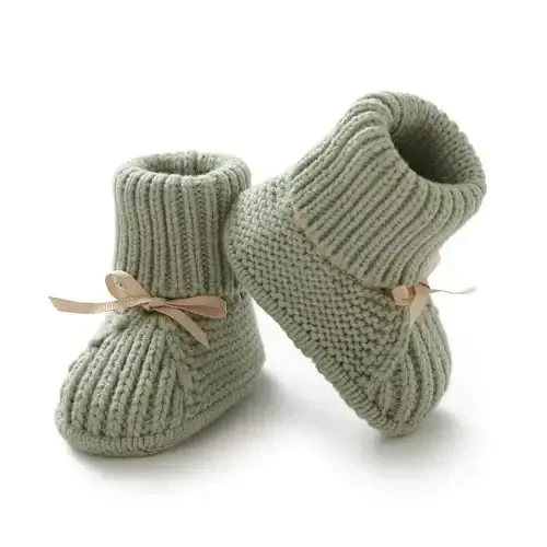 mimixiong Baby Booties Newborn Infant Sock Shoes Hand Knitting Crochet Boy and Girl Cozy Shoes - 1