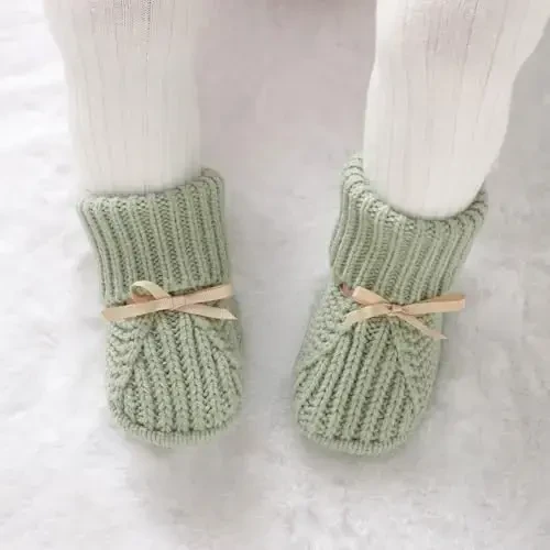 mimixiong Baby Booties Newborn Infant Sock Shoes Hand Knitting Crochet Boy and Girl Cozy Shoes - 2