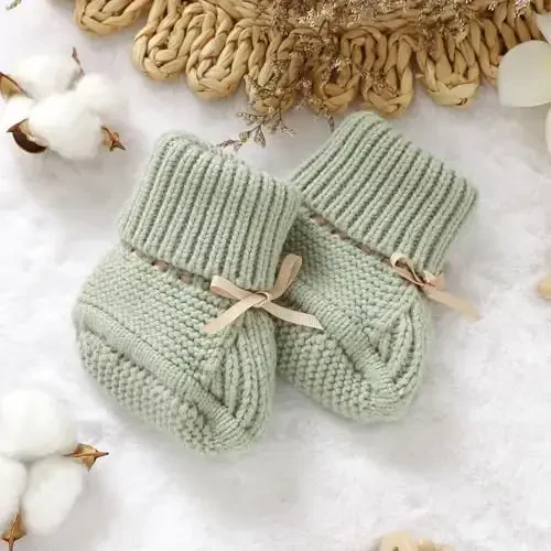 mimixiong Baby Booties Newborn Infant Sock Shoes Hand Knitting Crochet Boy and Girl Cozy Shoes - 5