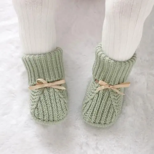 mimixiong Baby Booties Newborn Infant Sock Shoes Hand Knitting Crochet Boy and Girl Cozy Shoes - 2
