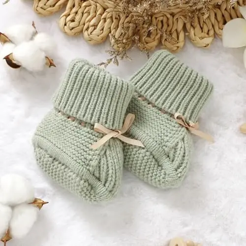 mimixiong Baby Booties Newborn Infant Sock Shoes Hand Knitting Crochet Boy and Girl Cozy Shoes - 5