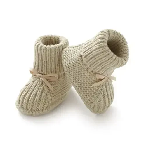 mimixiong Baby Booties Newborn Infant Sock Shoes Hand Knitting Crochet Boy and Girl Cozy Shoes - 1
