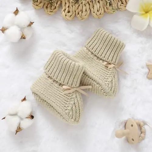 mimixiong Baby Booties Newborn Infant Sock Shoes Hand Knitting Crochet Boy and Girl Cozy Shoes - 6