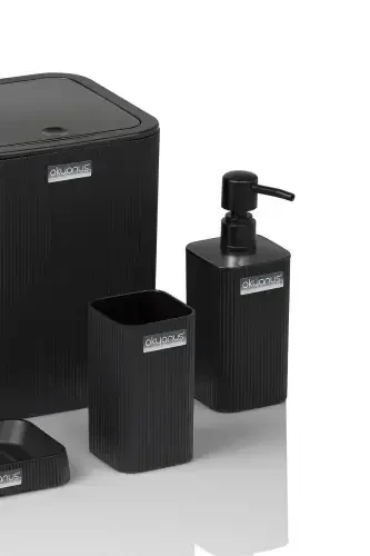 Mina Black Striped Square Bathroom Set-Black Square Mina - 4