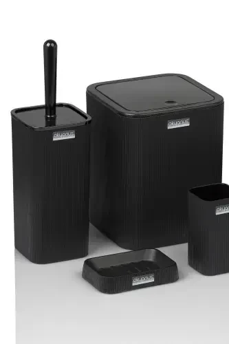 Mina Black Striped Square Bathroom Set-Black Square Mina - 5