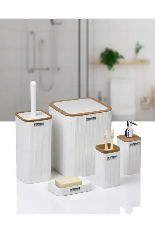 Mina Due Oq Chiziqli Kvadrat 5 Parcha Hammom To'plami - 3