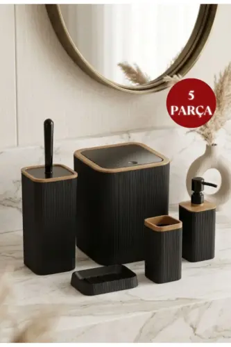 Mina Due Qora chiziqli kvadrat 5 talik hammom to'plami - 1