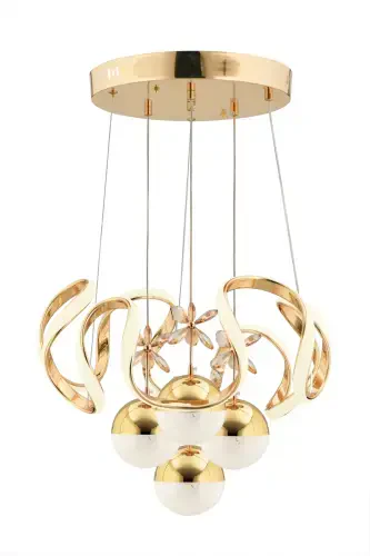 Mina Gold Remote Controlled LED Chandelier with 3 Color LEDs-Gold - 4