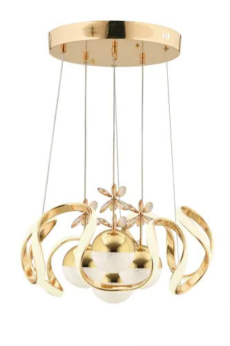 Mina Kumandalı Gold Ledli 3 Renk Modern Led Avize-Altın - 4