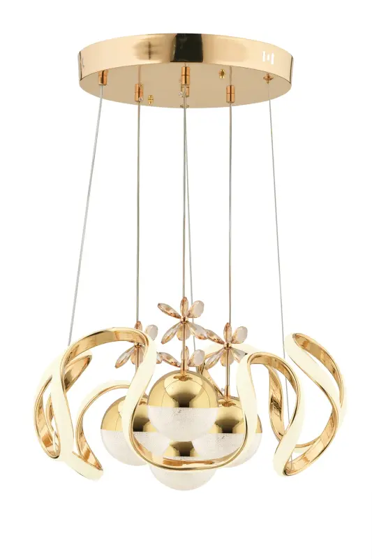 Mina Kumandalı Gold Ledli 3 Renk Modern Led Avize-Altın - 4