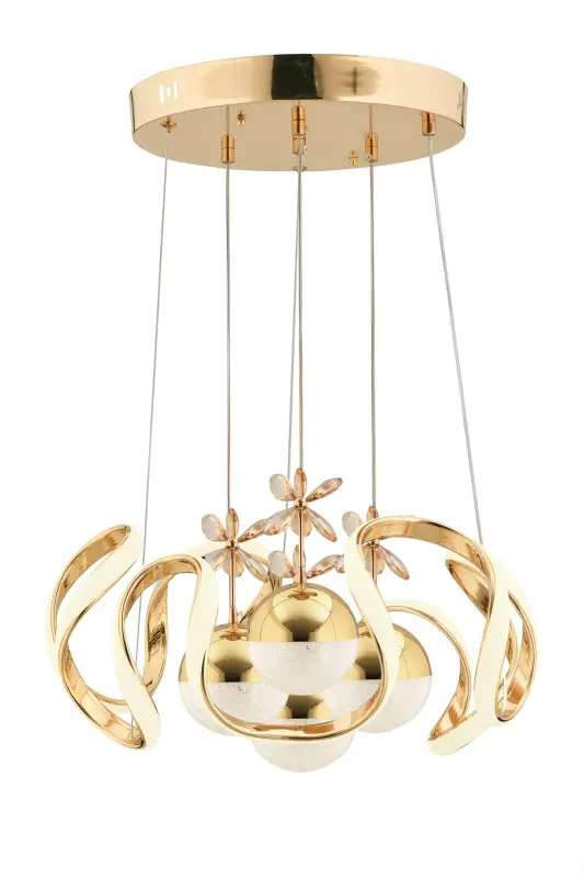 Mina Kumandalı Gold Ledli 3 Renk Modern Led Avize-Altın - 5