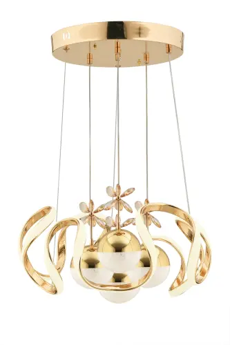 Mina Kumandalı Gold Ledli 3 Renk Modern Led Avize-Altın - 5