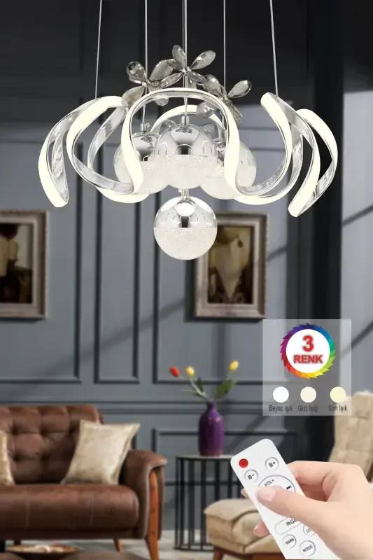 Mina Kumush Kumandalı 3 1 Led Uch Rang Ledli Qandil-Kumush2 - 5