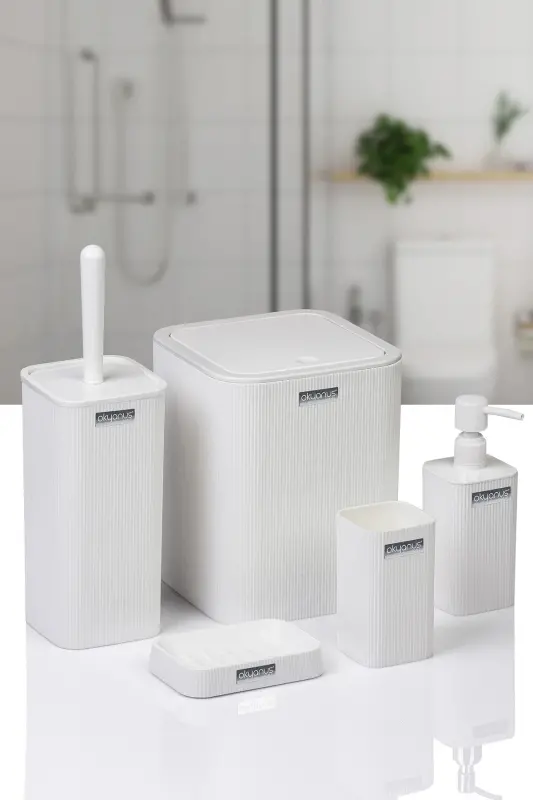 Mina Oq Chiziqli Kvadrat Hammom To'plami - 10