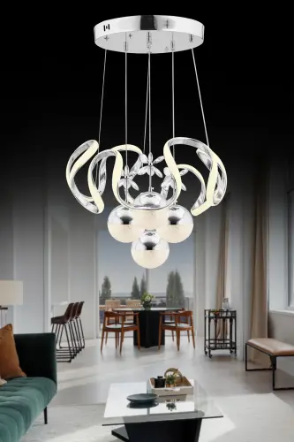 Mina Power Led Gümüş Ledli Modern Avize-Çok Renkli - 5