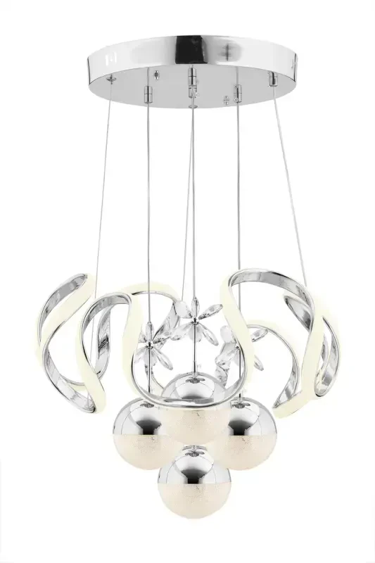 Mina Silver Remote Controlled 3 1 Led Three Color Led Chandelier-Silver2 - 3