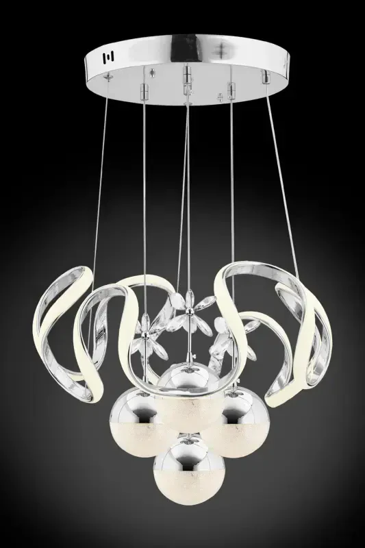 Mina Silver Remote Controlled 3 1 Led Three Color Led Chandelier-Silver2 - 4