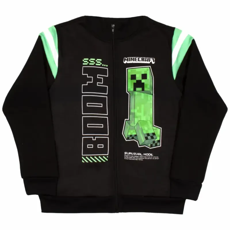 Minecraft Creeper Boys 3 Piece Tracksuit Pants Set - Zip Up Tracksuit, Short Sleeve T-Shirt, and Active Jogger Sweatpants Bundle Set for Kids and Toddlers (Size 4-16) - 2