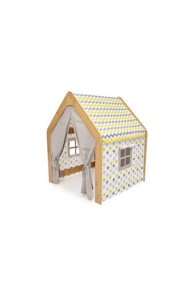 Minera Wooden Montessori Children's Play Tent House Native American Toy Natural Yellow - 4