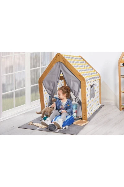 Minera Wooden Montessori Children's Play Tent House Native American Toy Natural Yellow - 3