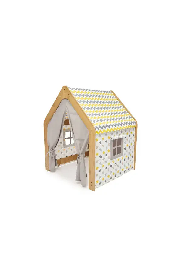 Minera Wooden Montessori Children's Play Tent House Native American Toy Natural Yellow - 4