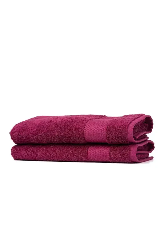 | Minerva | 100% Cotton 2-Piece Hand/Face Towel Set-Burgundy - 1