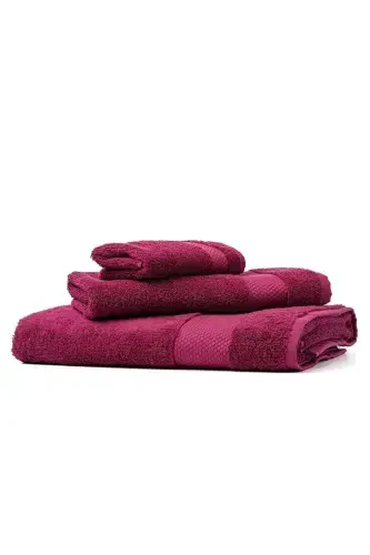| Minerva | 100% Cotton 2-Piece Hand/Face Towel Set-Burgundy - 2