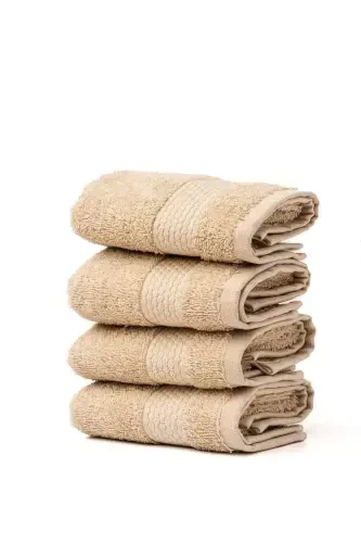 | Minerva | 100% Cotton 4-Piece Guest/Kitchen Towel Set-BEIGE - 1