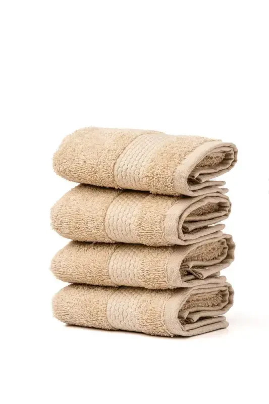 | Minerva | 100% Cotton 4-Piece Guest/Kitchen Towel Set-BEIGE - 1