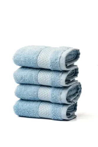 | Minerva | 100% Cotton 4-Piece Guest/Kitchen Towel Set-BLUE - 1