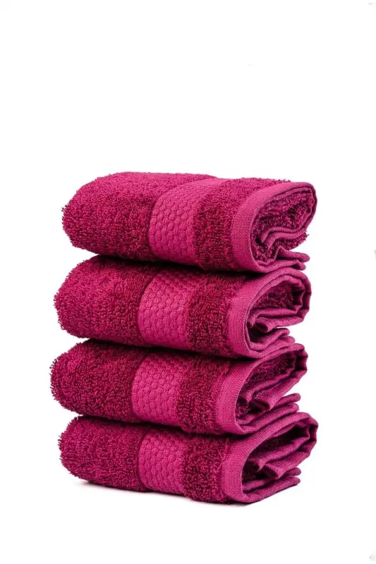 | Minerva | 100% Cotton 4-Piece Guest/Kitchen Towel Set-BORDEAUX - 1