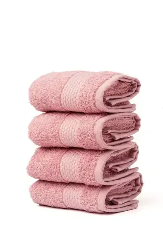 | Minerva | 100% Cotton Set of 4 Guest/Kitchen Towels - DUSTY ROSE - 1
