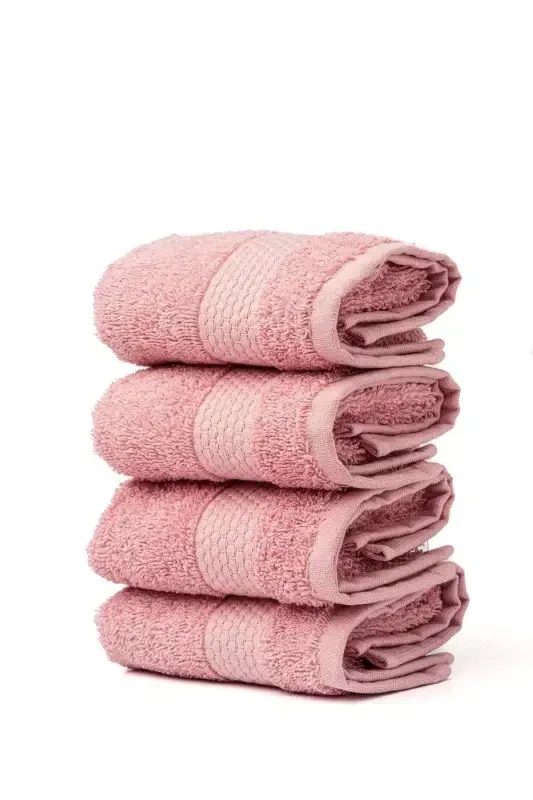 | Minerva | 100% Cotton Set of 4 Guest/Kitchen Towels - DUSTY ROSE - 1