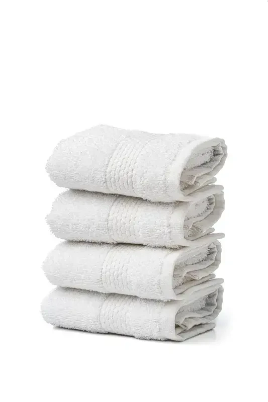 | Minerva | 100% Cotton Set of 4 Guest/Kitchen Towels-WHITE - SOLEY