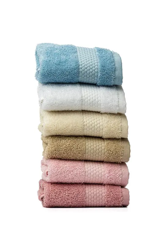| Minerva | %100 Cotton Set of 6 Multi-Colored Guest/Kitchen Towels - 4
