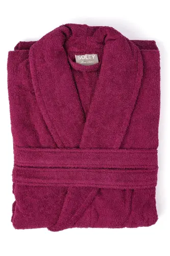 | Minerva | 100% Cotton Women's / Men's Unisex Bathrobe - Burgundy - 7